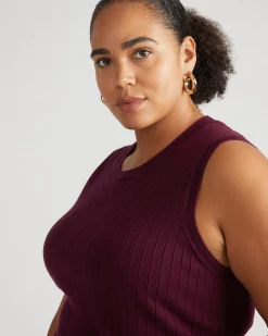 Savvy Fine Knit Sweater Shell Black Cherry
