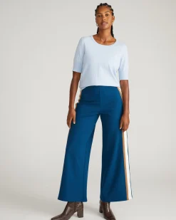 Savvy Fine Knit Sweater Top Silver Blue