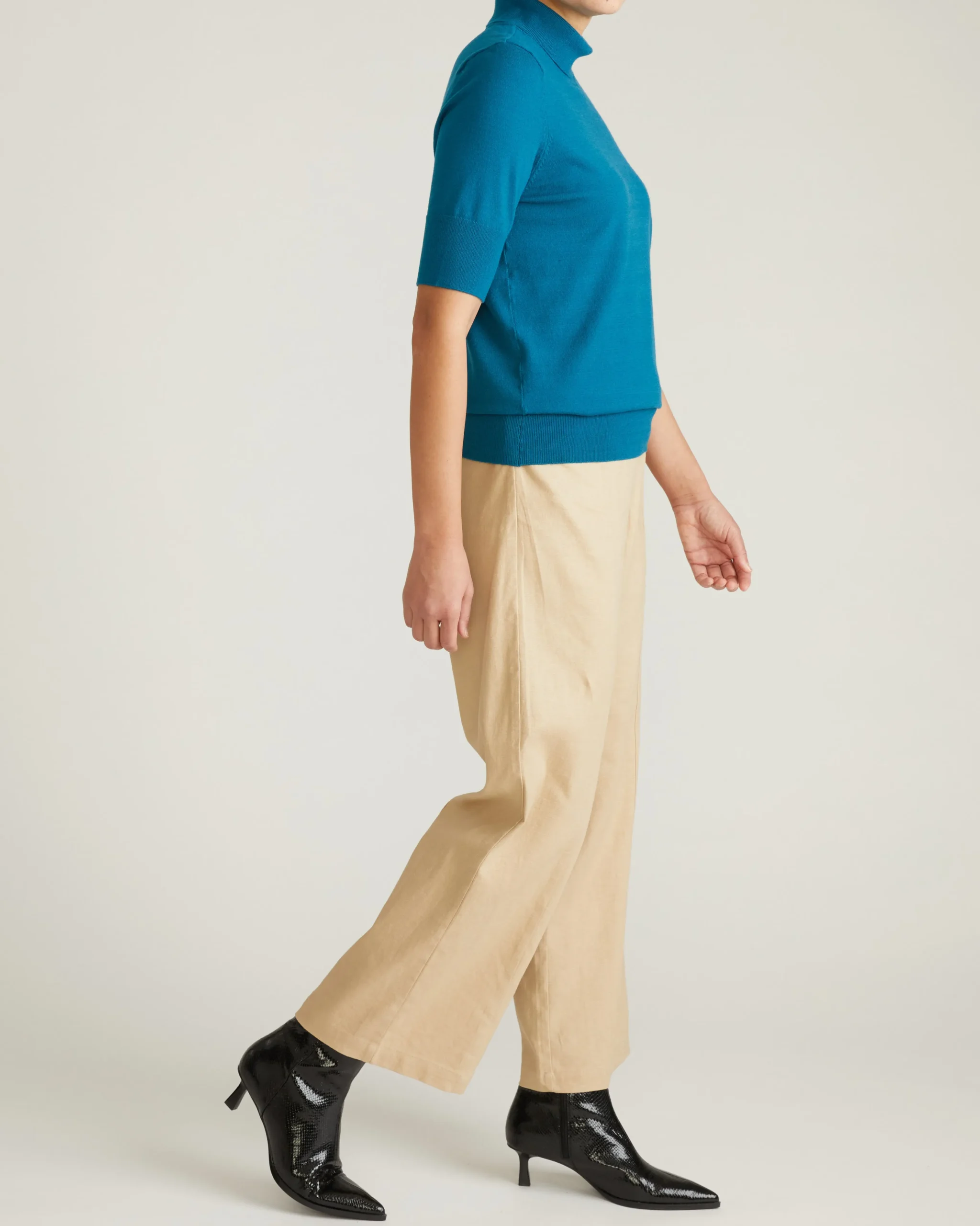 Savvy Fine Knit Turtleneck Sweater Top Blue Beetle