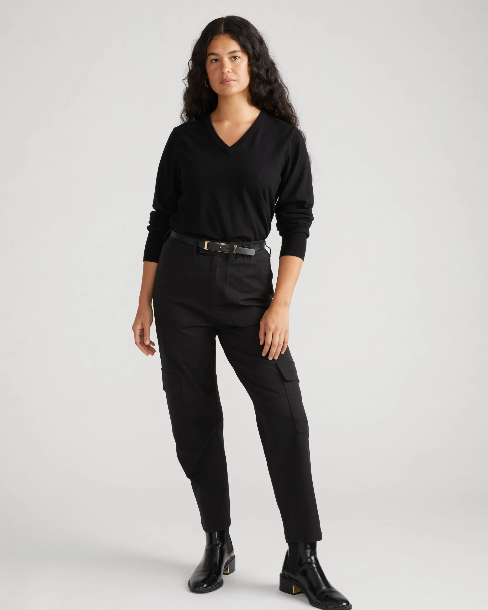 Savvy Fine Knit V Sweater Black