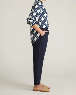 Sayville Linen Blend Drawstring Pant Navy