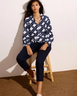 Sayville Linen Blend Drawstring Pant Navy
