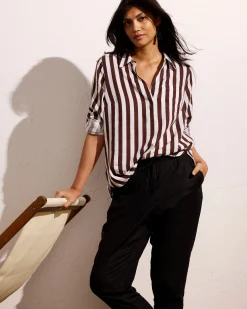 Sayville Linen Blend Drawstring Pant Black