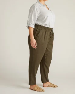 Sayville Linen Blend Drawstring Pant Camo