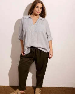 Sayville Linen Blend Drawstring Pant Camo