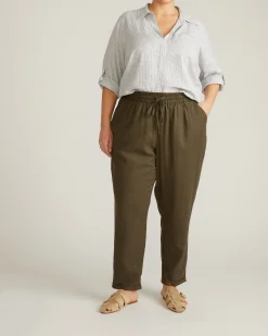 Sayville Linen Blend Drawstring Pant Camo