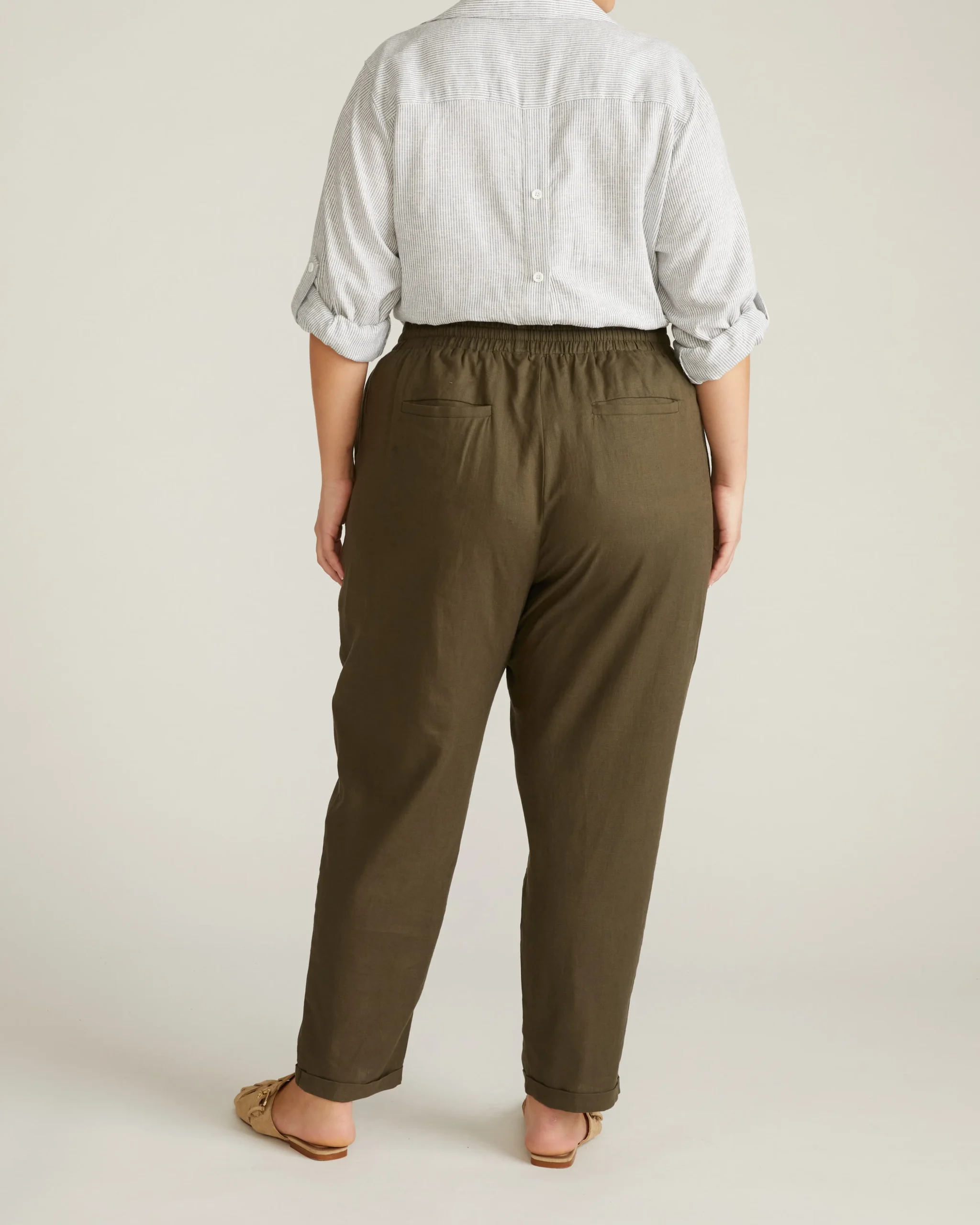 Sayville Linen Blend Drawstring Pant Camo