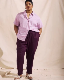Sayville Linen Blend Drawstring Pant Acai