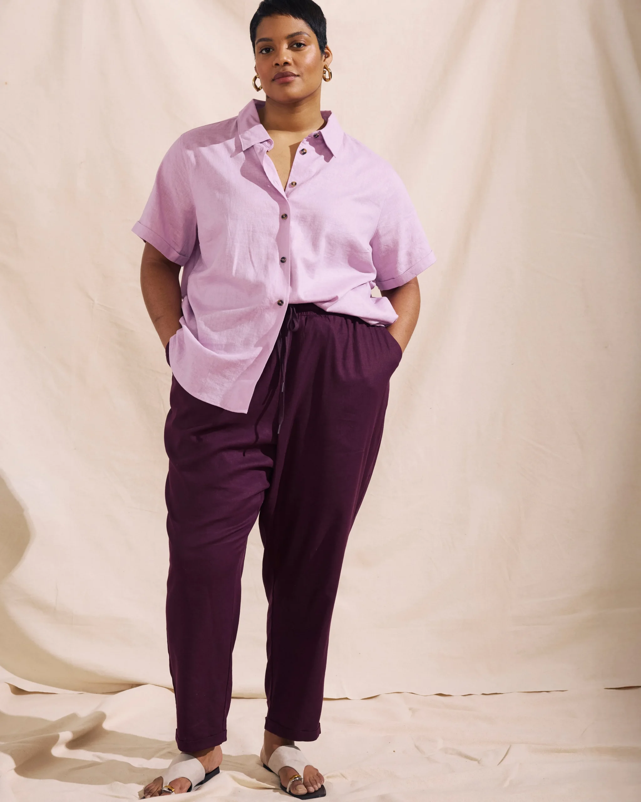 Sayville Linen Blend Drawstring Pant Acai