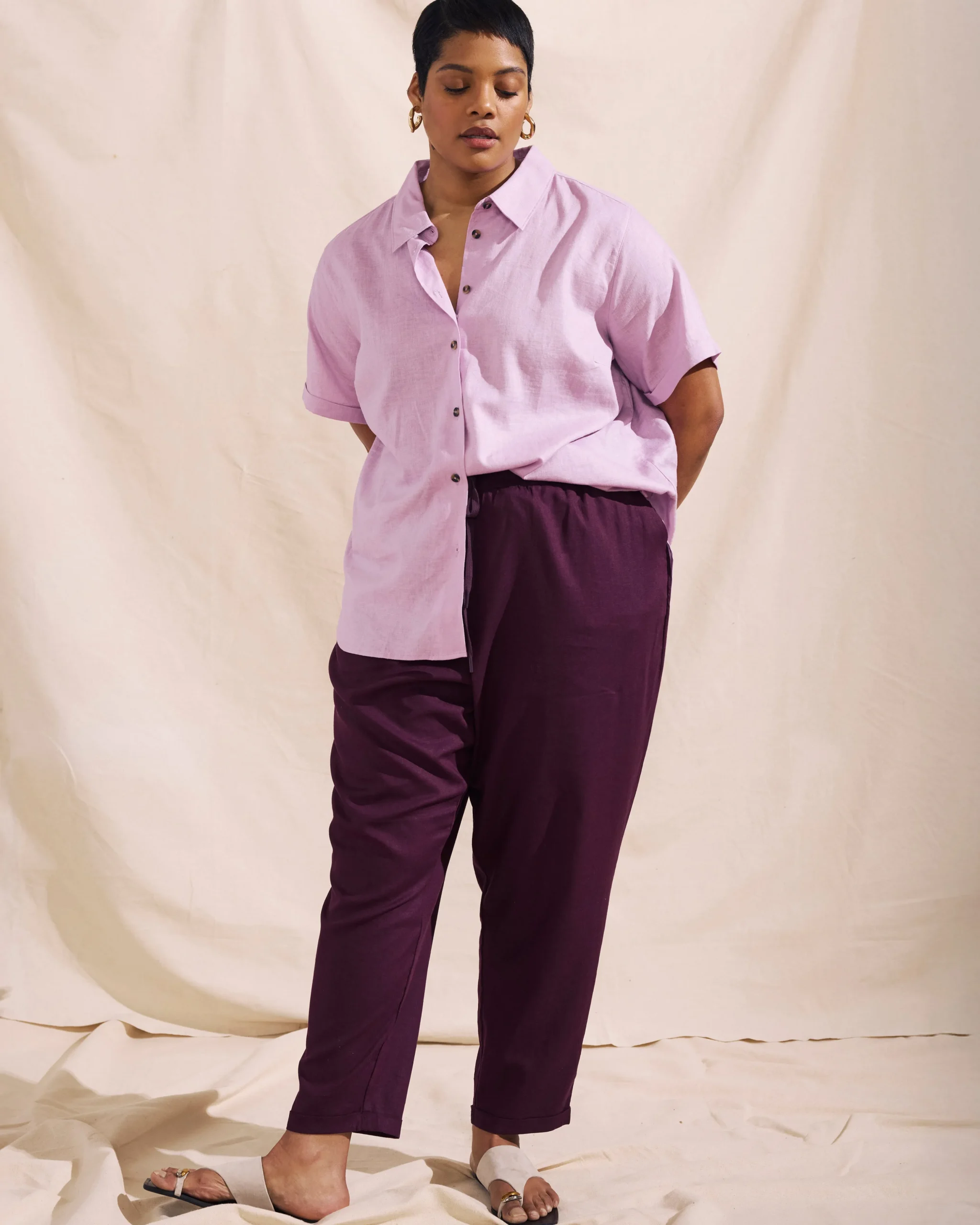 Sayville Linen Blend Drawstring Pant Acai
