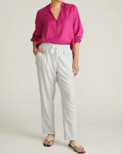 Sayville Linen Blend Drawstring Pant Beach Stripe