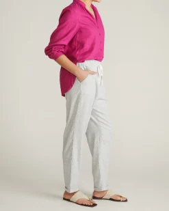 Sayville Linen Blend Drawstring Pant Beach Stripe