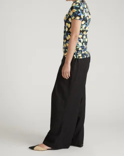 Scoop Neck Tee Black Limoncello Print