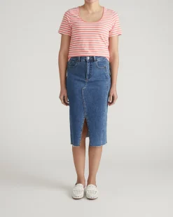 Scoop Neck Tee Portrait Pink/White Stripe