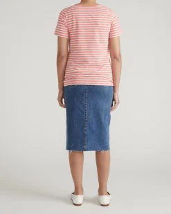 Scoop Neck Tee Portrait Pink/White Stripe