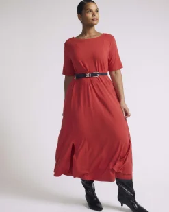 Serena Boatneck Divine Jersey Dress Lipstick
