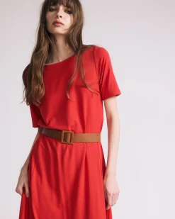 Serena Boatneck Divine Jersey Dress Lipstick