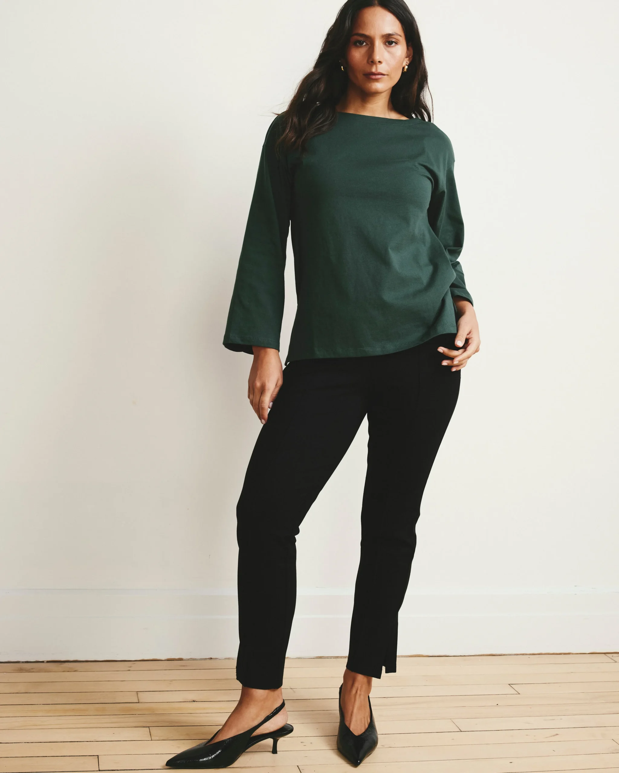 Skinny Pintuck Ponte Pants 28 Inch Black