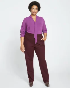 Smart Signature Ponte Pants Long Black Cherry