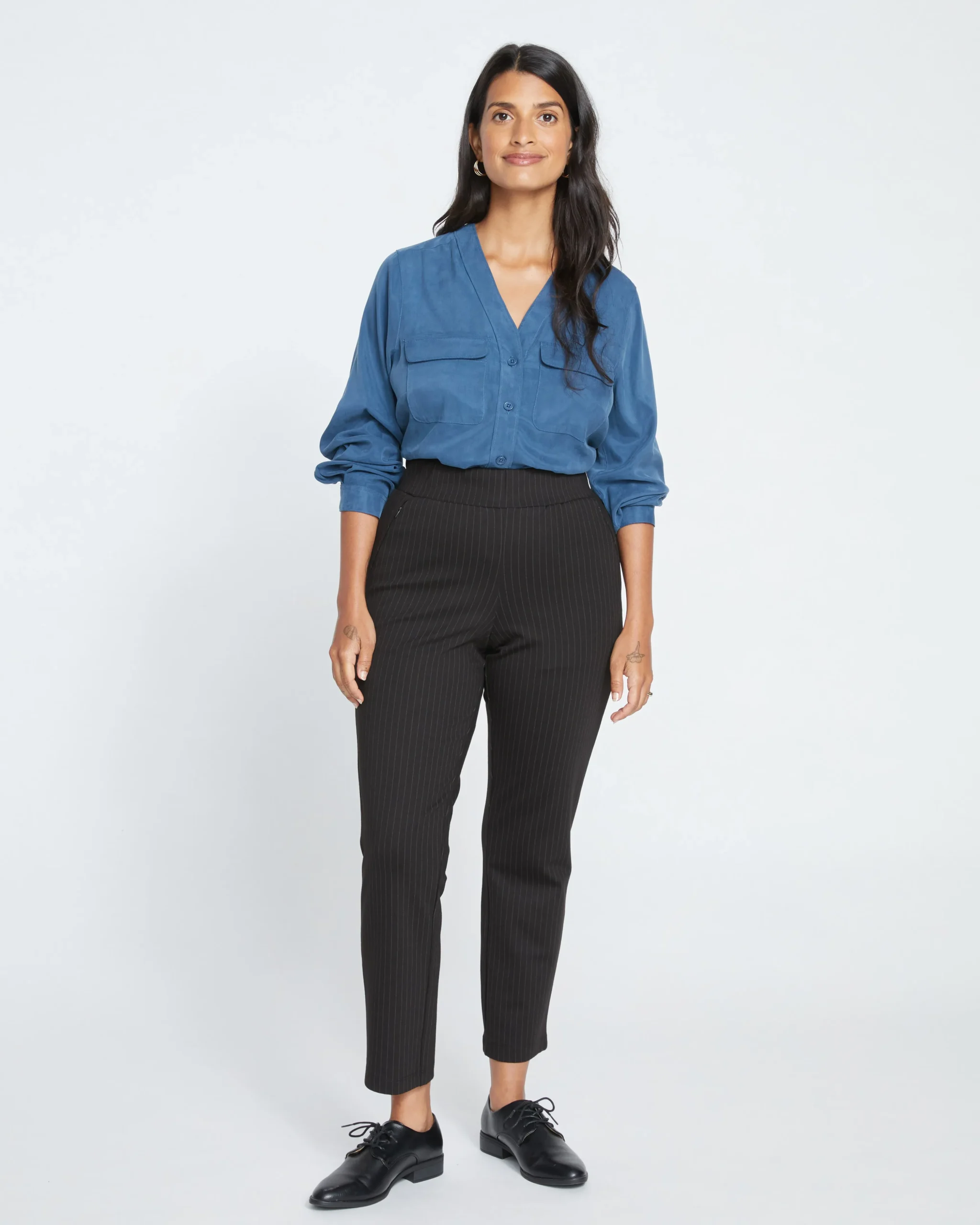 Smart Signature Ponte Pants Slate Pinstripe