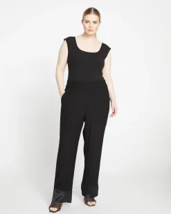 Soiree Double Luxe Pull-On Pants Black/Black Shine