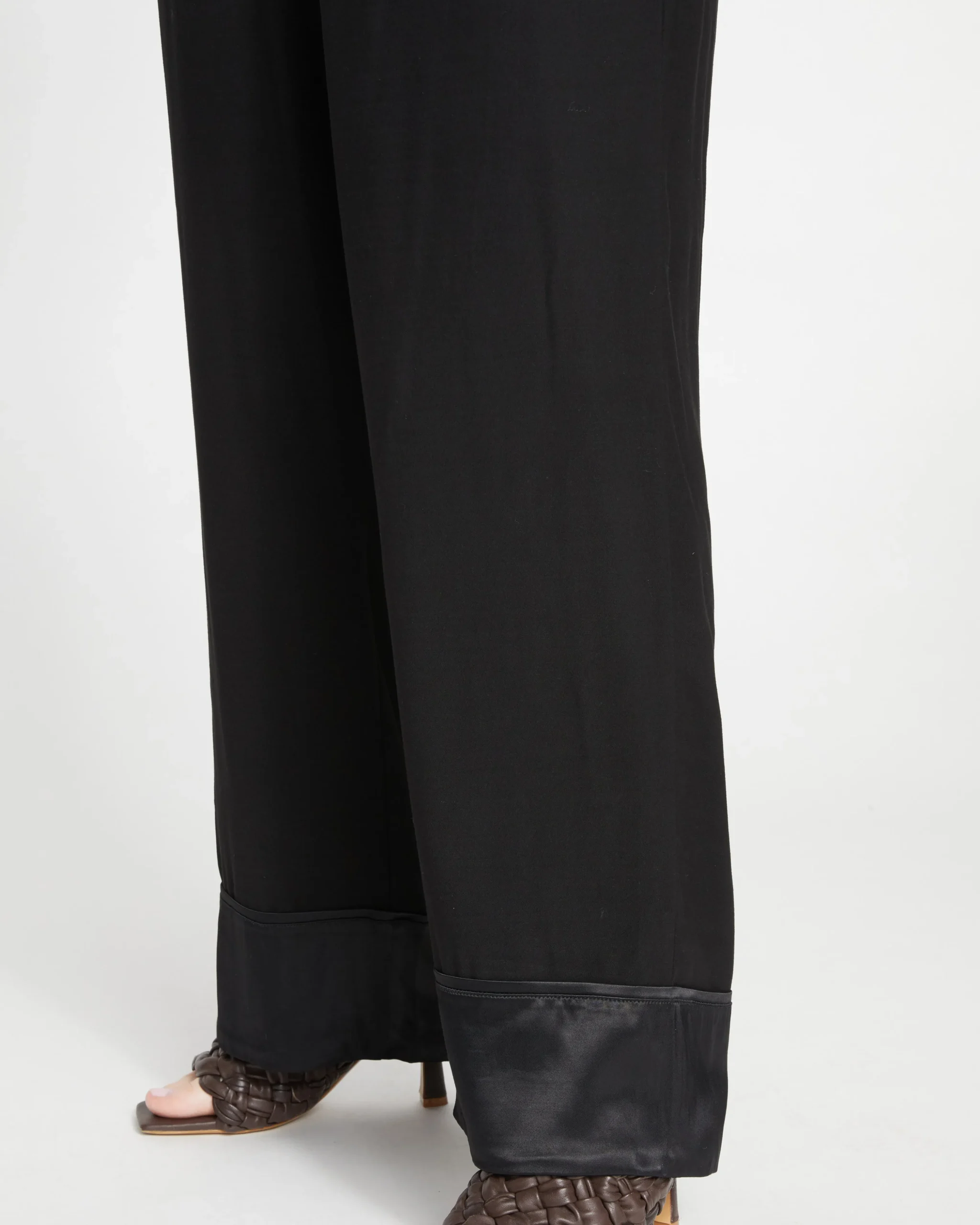 Soiree Double Luxe Pull-On Pants Black/Black Shine