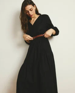 Sorrento Linen Blend Midi Dress Black