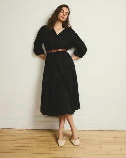 Sorrento Linen Blend Midi Dress Black