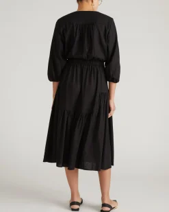 Sorrento Linen Blend Midi Dress Black