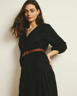 Sorrento Linen Blend Midi Dress Black