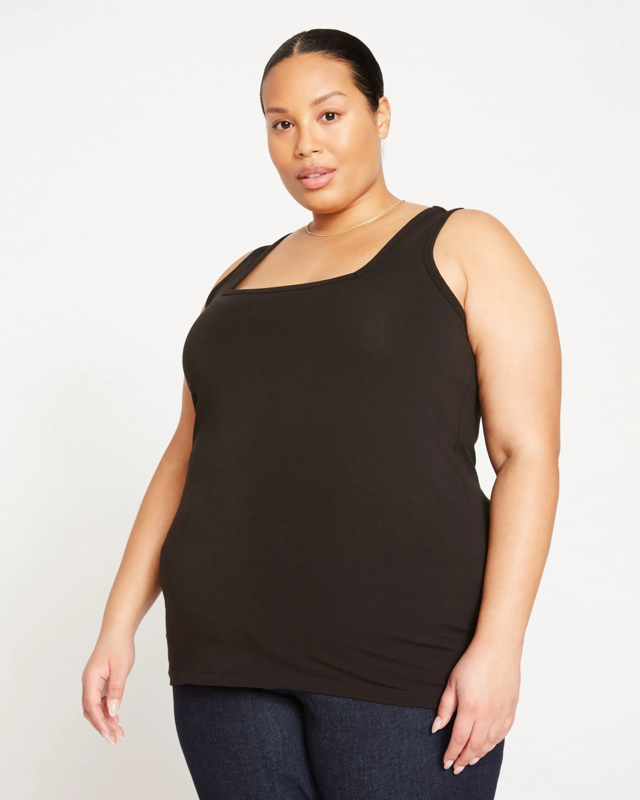 Square Neck Tank Top Black
