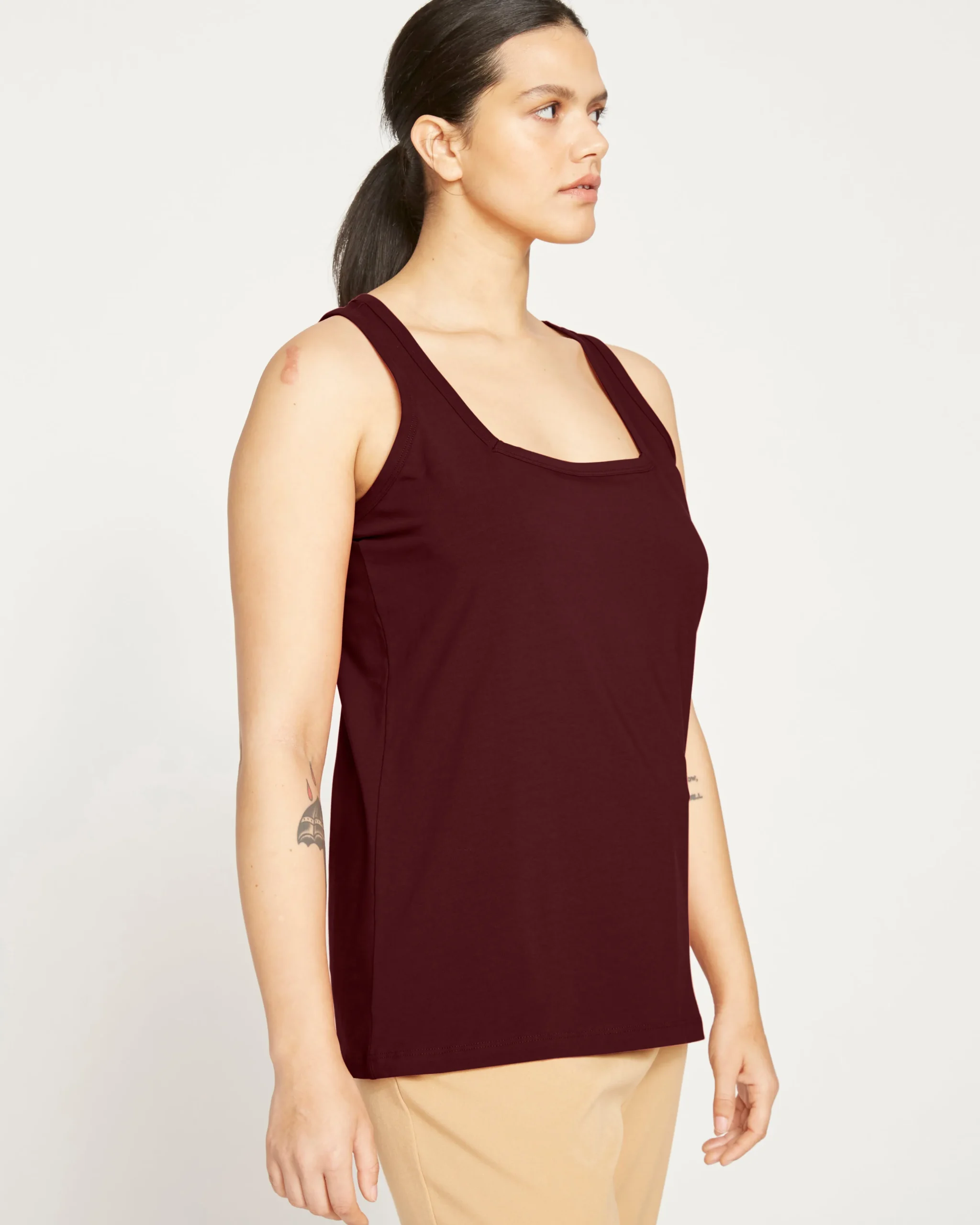 Square Neck Tank Top Black Cherry
