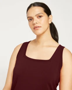 Square Neck Tank Top Black Cherry