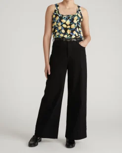 Square Neck Tank Top Black Limoncello Print