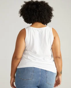 Square Neck Tank Top White