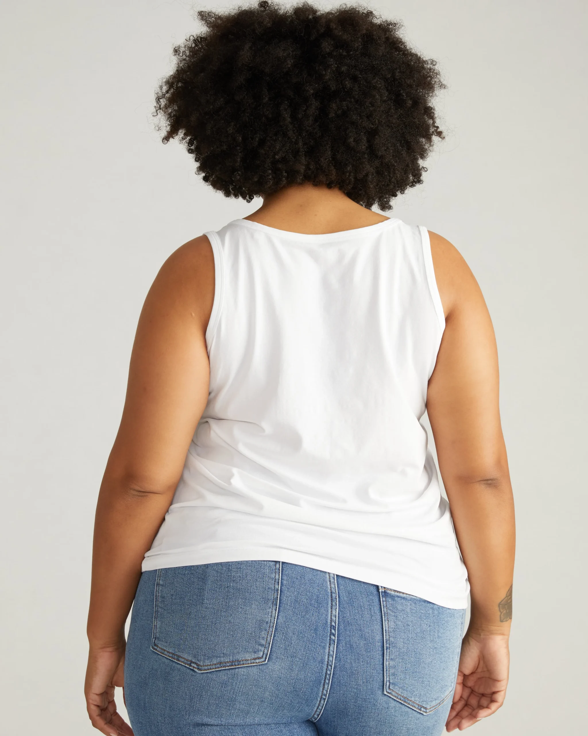 Square Neck Tank Top White