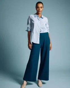 Stephanie Wide Leg Ponte Pants Deep Teal
