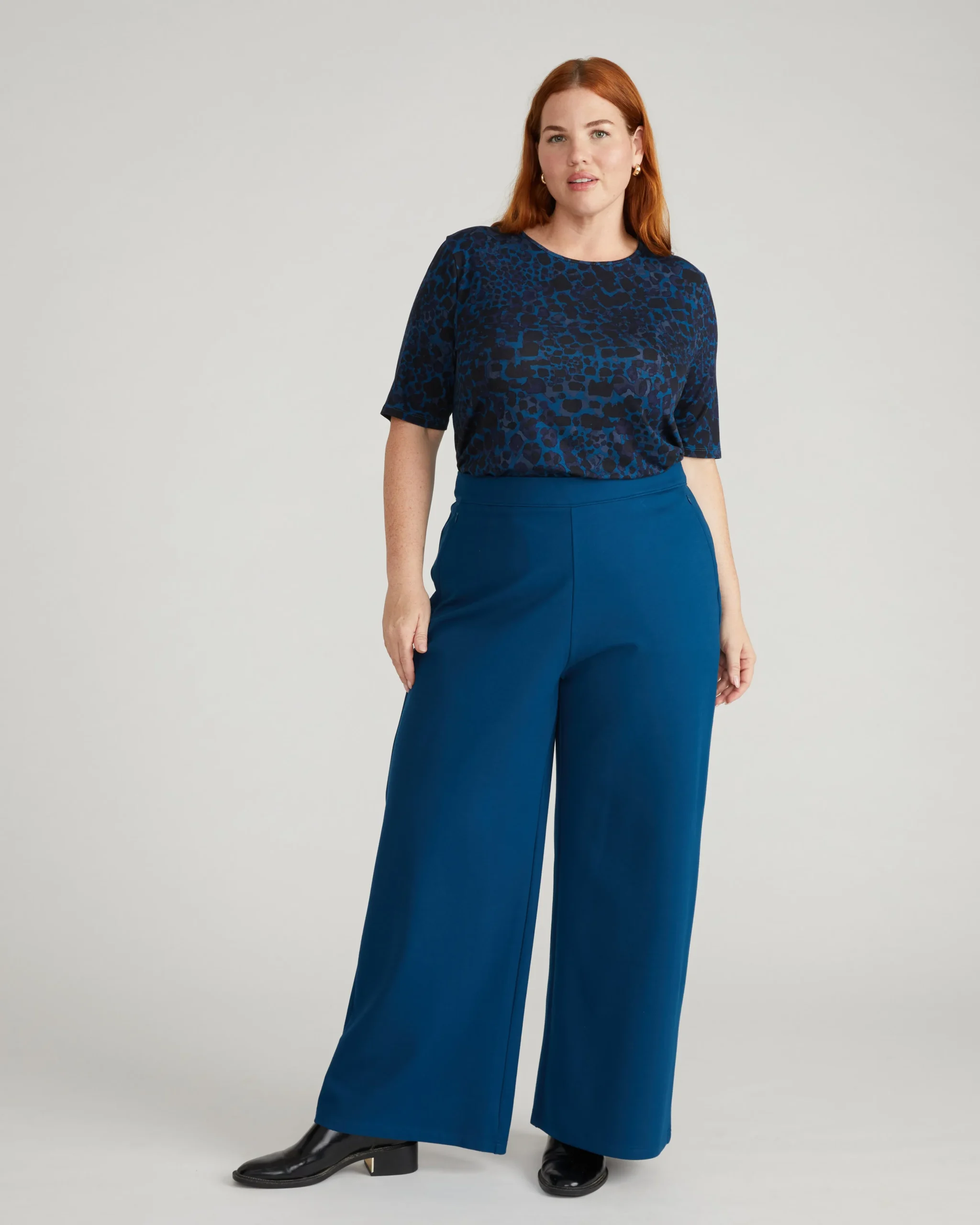 Stephanie Wide Leg Ponte Pants Deep Teal