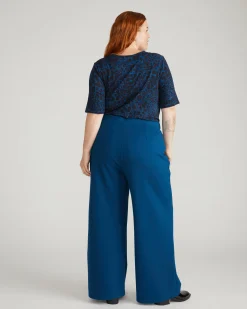 Stephanie Wide Leg Ponte Pants Deep Teal