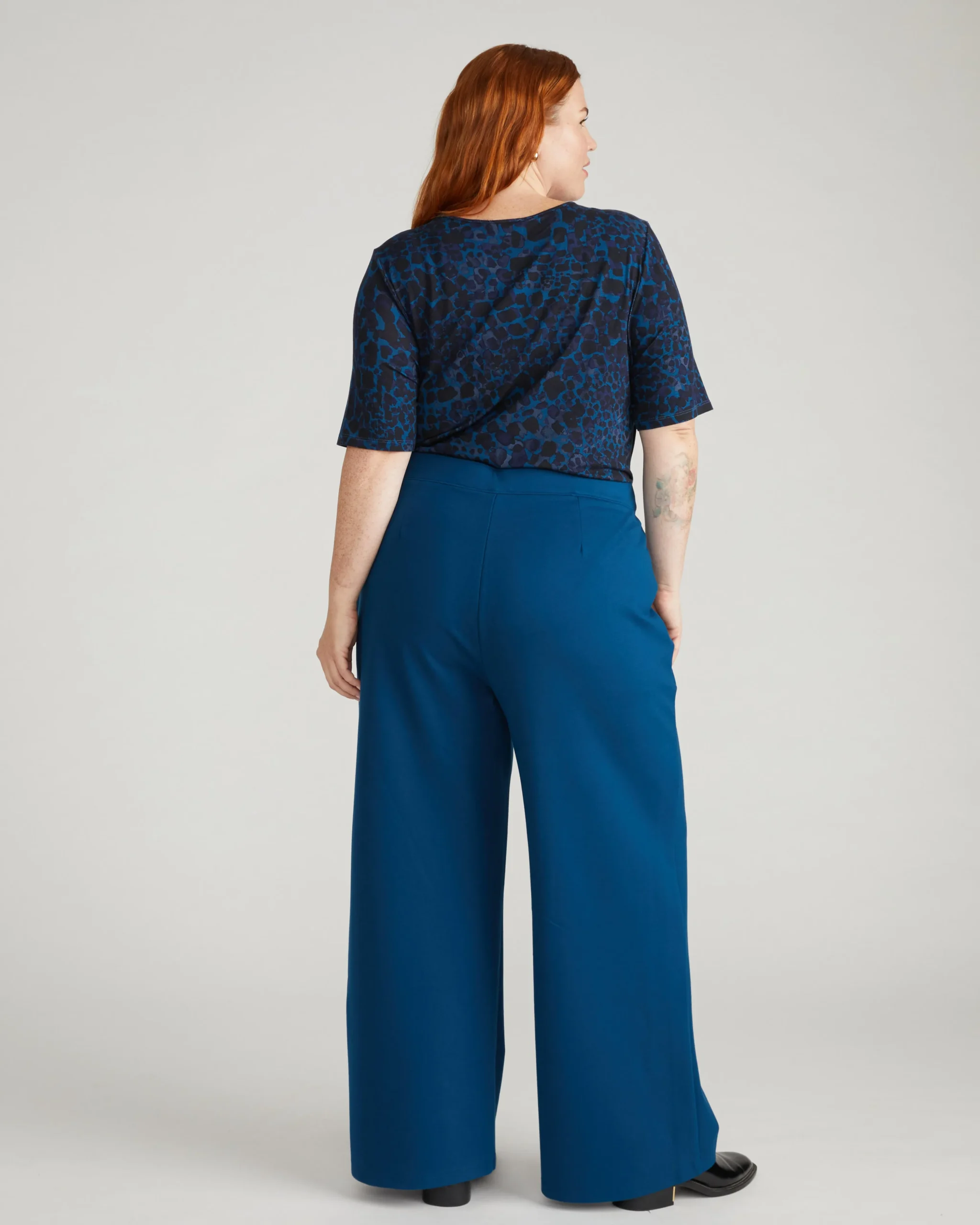 Stephanie Wide Leg Ponte Pants Deep Teal