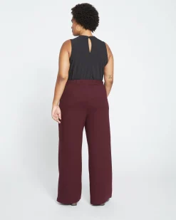 Stephanie Wide Leg Ponte Pants Black Cherry