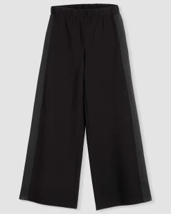 Stephanie Wide Leg Stripe Ponte Pants 30 Inch Black with Black Stripe