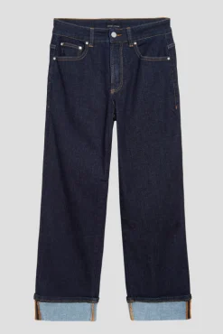 Stevie High Rise Cuffed Straight Leg Jeans Vintage Indigo Selvedge