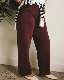 Straight Leg French Terry Sweatpants Black Cherry