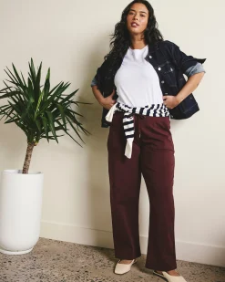 Straight Leg French Terry Sweatpants Black Cherry