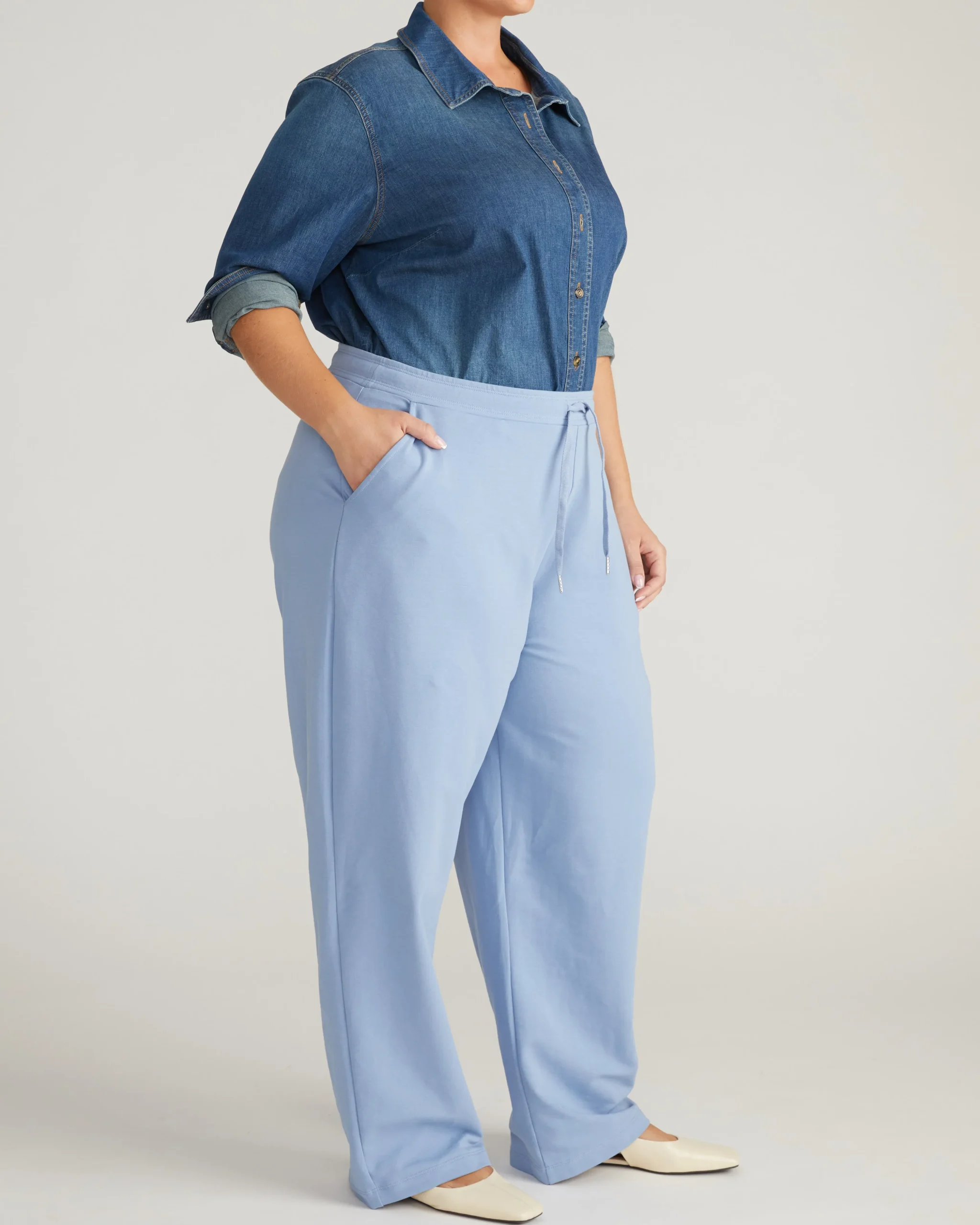 Straight Leg French Terry Sweatpants Graceful Blue