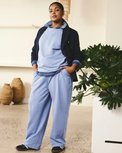 Straight Leg French Terry Sweatpants Graceful Blue