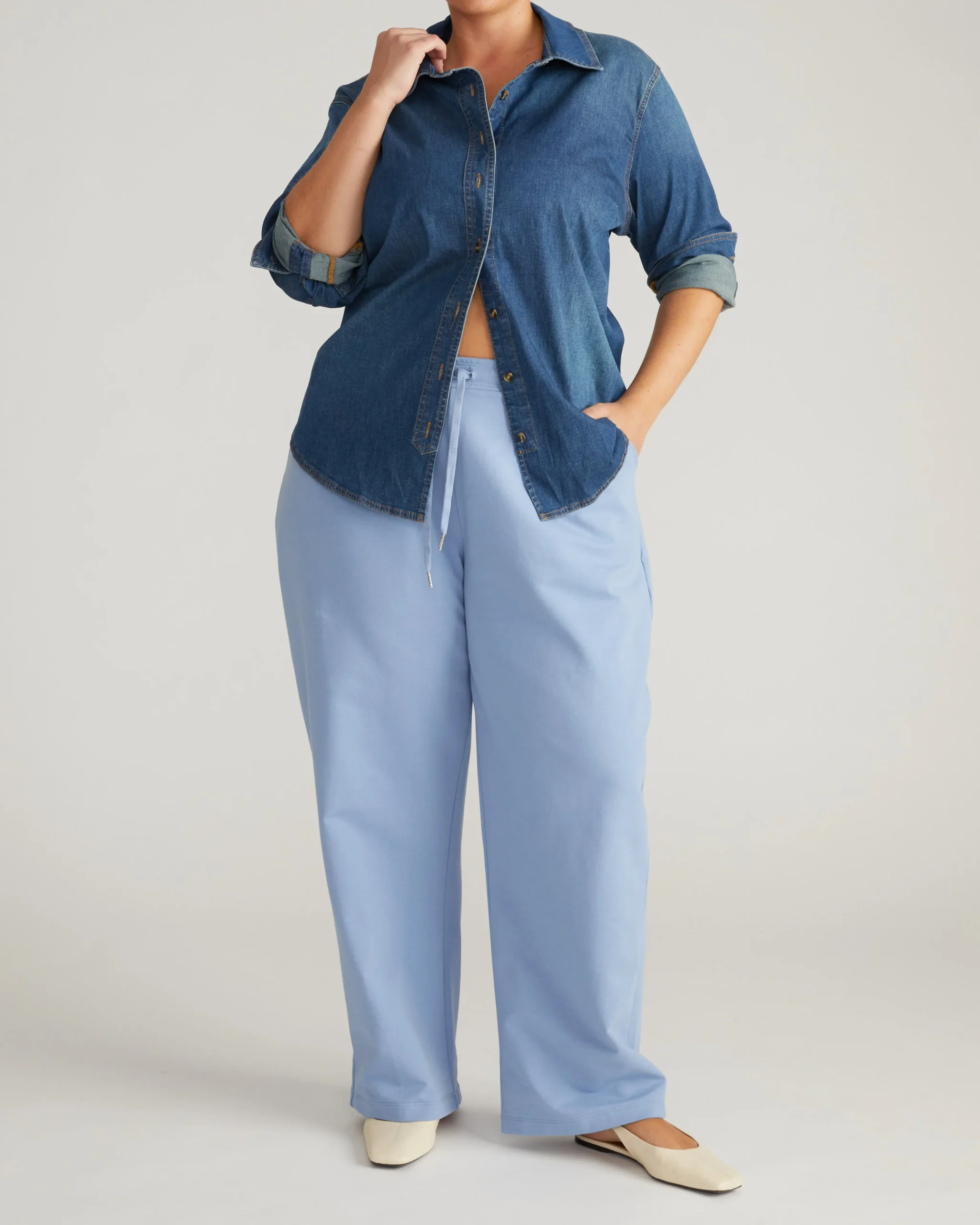 Straight Leg French Terry Sweatpants Graceful Blue
