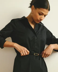 Stretch Poplin Rubicon Shirtdress Black