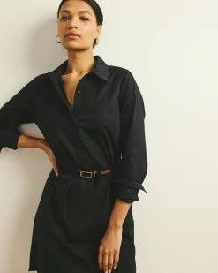 Stretch Poplin Rubicon Shirtdress Black